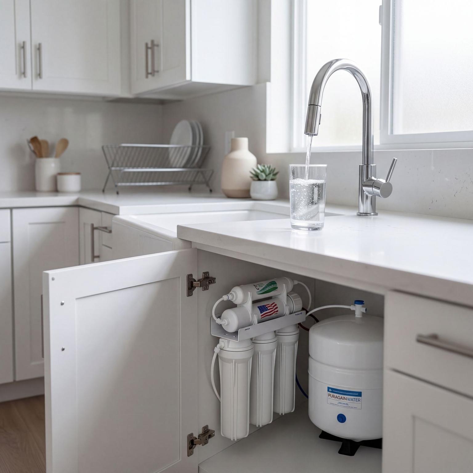 Family enjoying purified water from their Puragain reverse osmosis system